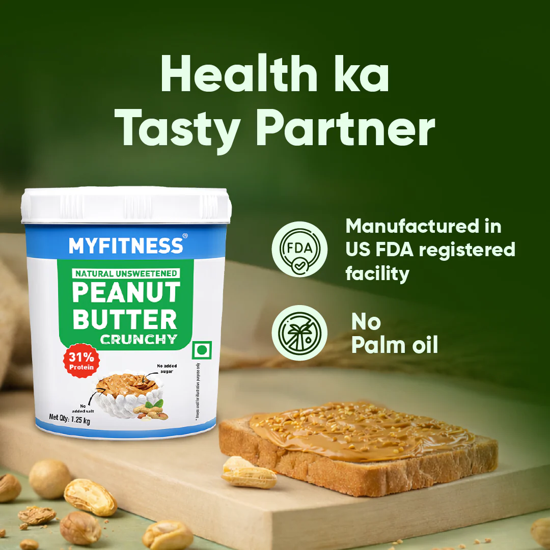 MyFitness Peanut Butter - Natural Unsweetened | 31% Protein | Crunchy | Zero Sugar Peanut Butter Spread - Image 3
