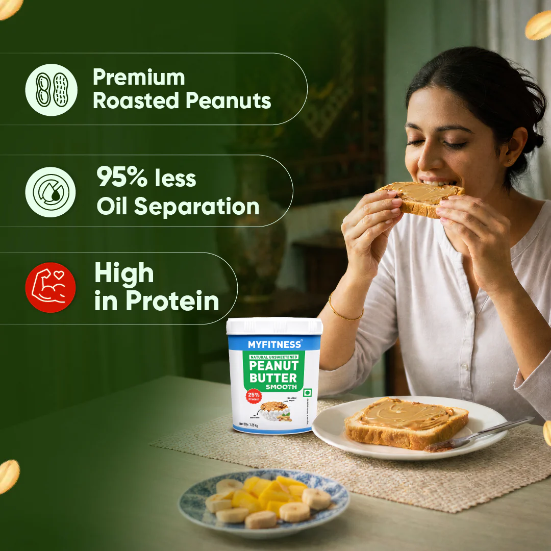 MyFitness Peanut Butter - Natural Unsweetened | 25% Protein | Smooth | Zero Sugar Peanut Butter Spread - Image 4