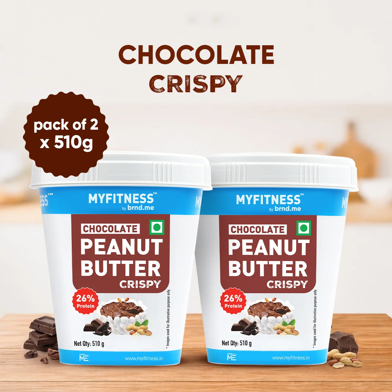 MyFitness Peanut Butter - Chocolate | 26% Protein | Crispy | Chocolate Peanut Butter Spread - Image 9
