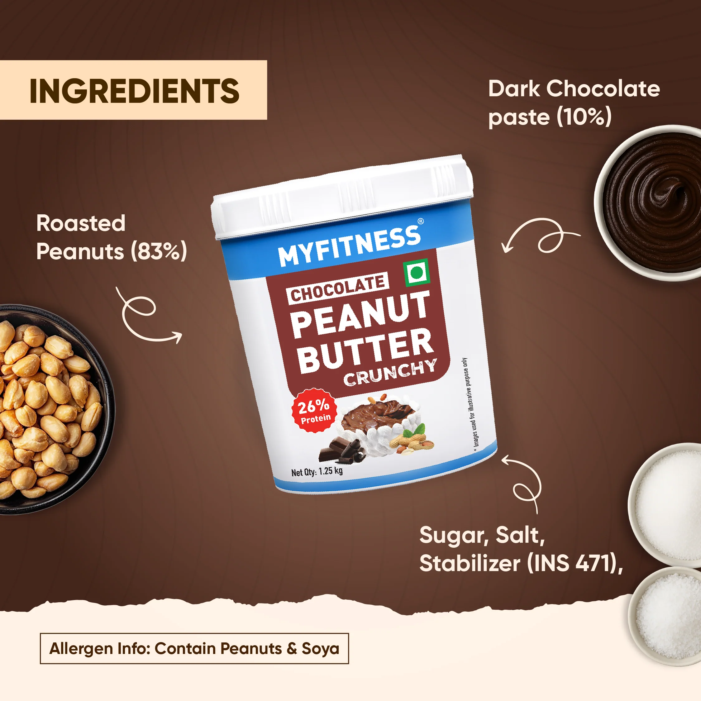 MyFitness Peanut Butter - Chocolate | 26% Protein | Crunchy | Chocolate Peanut Butter Spread - Image 5