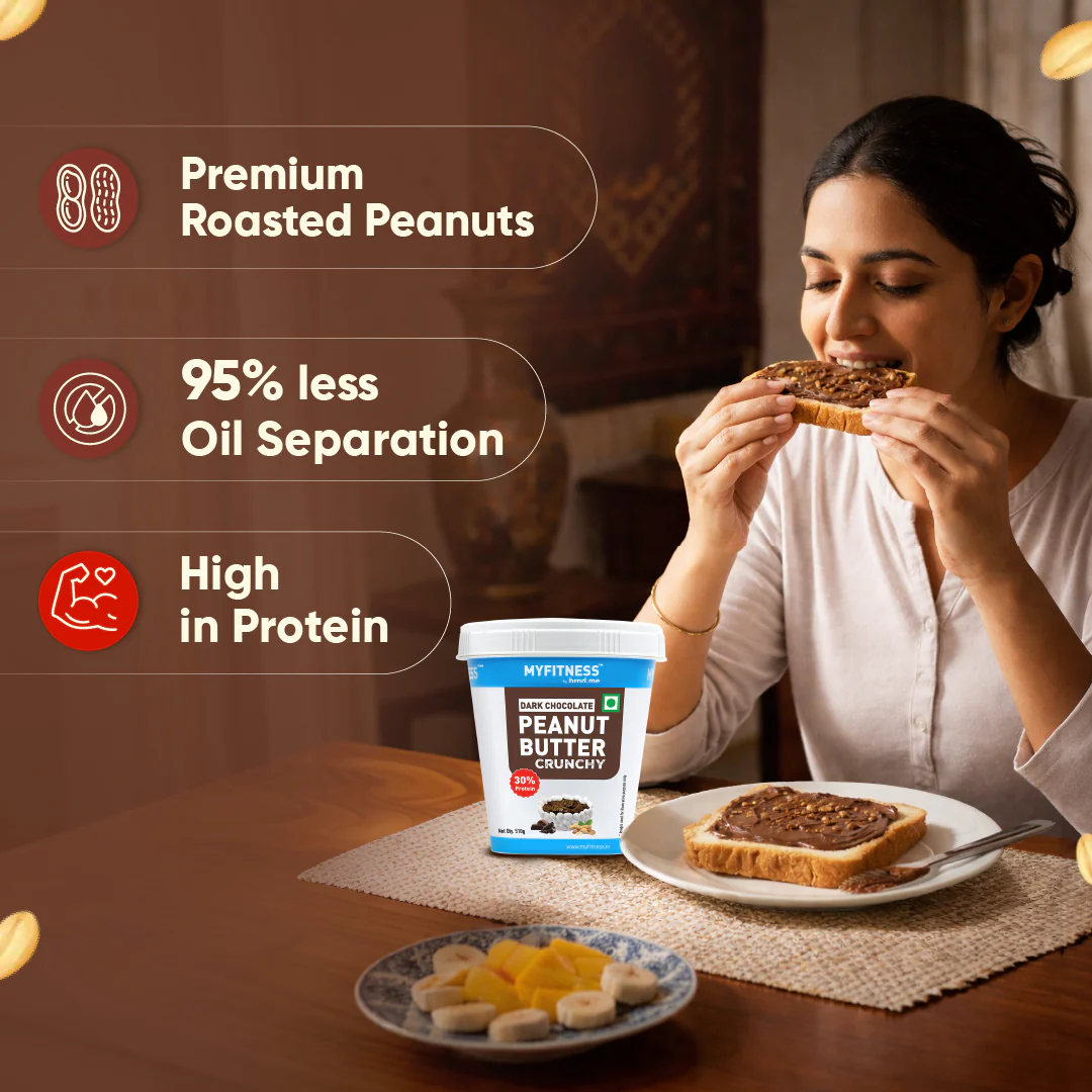 MyFitness Peanut Butter - Dark Chocolate | 30% Protein | Crunchy | Rich Chocolate Peanut Butter Spread - Image 5