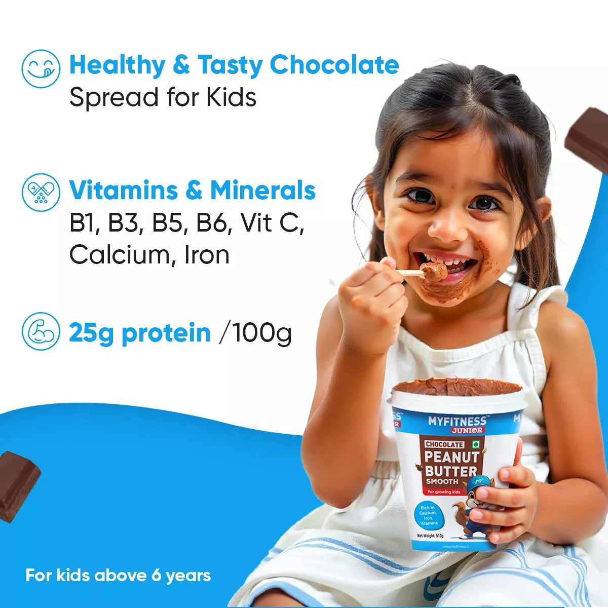 MyFitness Peanut Butter Junior - Chocolate | 25% Protein | Smooth | Healthy Chocolate Spread for Kids - Image 2